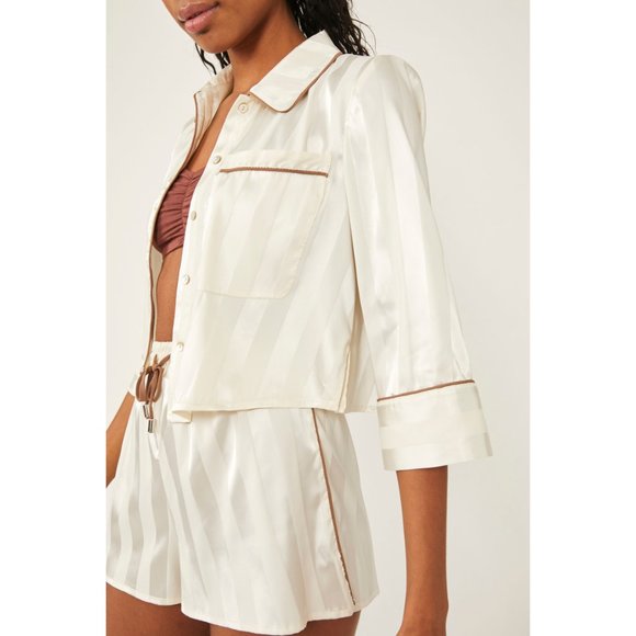 FREE PEOPLE Solid Pillow Talk PJ Set / Ivory - Picture 3 of 8